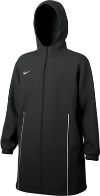 Schwarze Nike Herrenjacke mit Kapuze und weißem Logo. Schwarze Nike Herrenjacke mit Kapuze und weißem Logo.