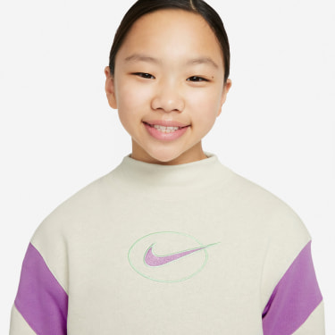 Nike FLC LS MOCK TOP, dievčenská mikina
