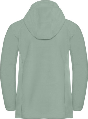Grüne Fleecejacke mit Kapuze, Rückansicht. Grüne Fleecejacke mit Kapuze, Rückansicht.