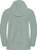 Grüne Fleecejacke mit Kapuze, Rückansicht.