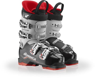 Nordica Speedmachine Skischuhe mit rotem Futter und silbernen Schnallen. Nordica Speedmachine Skischuhe mit rotem Futter und silbernen Schnallen.