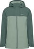 Grüne Damenjacke von Jack Wolfskin mit Kapuze und zwei Farbflächen.