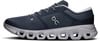 Dunkelblauer Laufschuh mit weißer Sohle und OC-Logo.