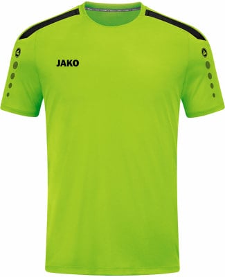 Grünes T-Shirt mit schwarzen Details und JAKO-Logo auf der Brust. Grünes T-Shirt mit schwarzen Details und JAKO-Logo auf der Brust.
