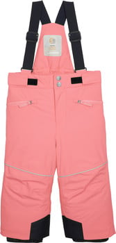 Rosa Kinder-Skihose mit Latz und verstellbaren Trägern.