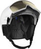 Salomon Skihelm mit integrierter Skibrille und verstellbaren Riemen.