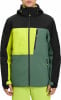 Herren-Winterjacke mit Farbblockdesign in Schwarz, Limettengrün und Grün.