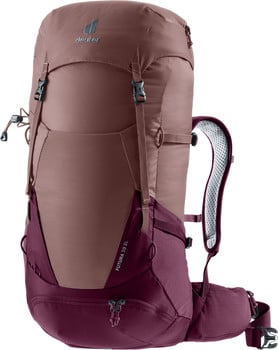Brauner Wanderrucksack Deuter Futura 30 SL mit gepolsterten Schultergurten.