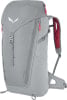 Grauer Wanderrucksack mit roten Akzenten und Salewa-Logo.