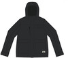 Schwarze Herrenjacke mit Kapuze und Taschen.