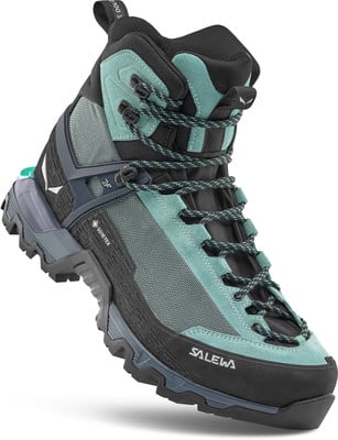 Salewa Wanderschuh mit Gore-Tex-Membran in Hellblau und Schwarz. Salewa Wanderschuh mit Gore-Tex-Membran in Hellblau und Schwarz.