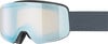 UVEX Skibrille mit blau-goldenem Spiegellinsen und grauem Band.