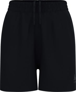 Schwarze kurze Sporthose mit Logo an der Seite und Kordelzug.