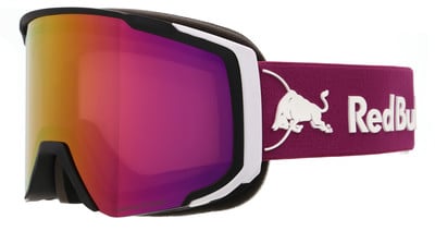 Skibrille mit rotem Spiegellinsen und violettem Band mit Red Bull Logo. Skibrille mit rotem Spiegellinsen und violettem Band mit Red Bull Logo.