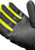 Schwarze Handschuhe mit gelben Streifen an den Fingern und Nähten.