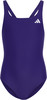 Violette Adidas-Badeanzug mit weißem Logo und gekreuzten Trägern.