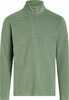 Grüner Pullover mit langen Ärmeln und kurzem Reißverschluss am Kragen.