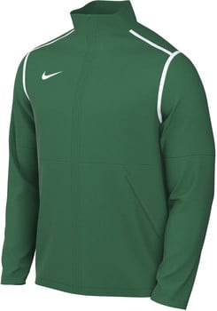 Grüne Nike Herrenjacke mit Reißverschluss und weißen Streifen.