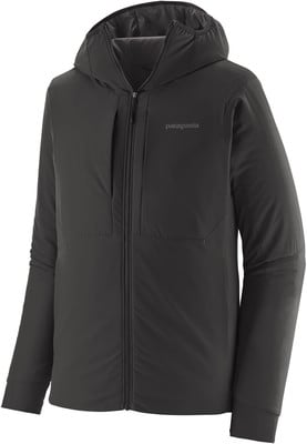 Herren-Daunenjacke von Patagonia in Schwarz mit Reißverschluss und Kapuze.