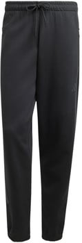 Schwarze Adidas Sporthose mit Kordelzug und Logo.