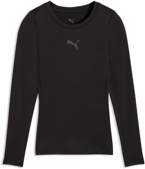 Schwarzes Langarmshirt mit Puma-Logo auf der Brust.