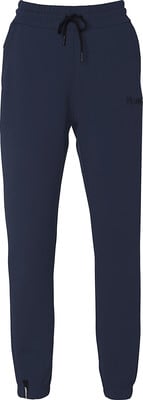Dunkelblaue Jogginghose mit schwarzem Kordelzug und Logo. Dunkelblaue Jogginghose mit schwarzem Kordelzug und Logo.