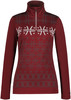 Damen-Rotpullover mit langen Ärmeln und nordischem Muster.