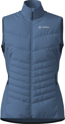Blaue Steppweste mit Löffler-Logo und Reißverschluss. Blaue Steppweste mit Löffler-Logo und Reißverschluss.
