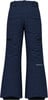 Rückansicht einer dunkelblauen Skihose mit Taschen und Logo.