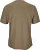 Rückansicht eines khaki Kurzarm-T-Shirts mit feinem Muster.