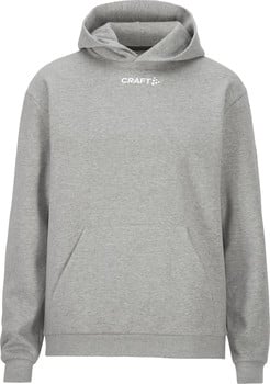 Graues Kapuzensweatshirt mit CRAFT-Logo auf der Brust.