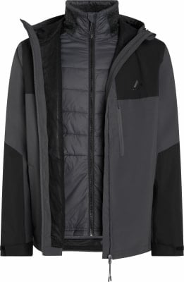 Herrenjacke in Dunkelgrau und Schwarz mit innerer Steppjacke. Herrenjacke in Dunkelgrau und Schwarz mit innerer Steppjacke.