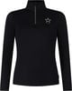 Schwarzes Damen-Langarmshirt mit Stehkragen und Sternenlogo.