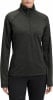 Damen dunkelgrüner Pullover mit langen Ärmeln und kurzem Reißverschluss am Kragen.