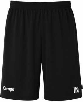 Schwarze Shorts mit Kempa-Logo am linken Bein und Initialen IN am rechten Bein.