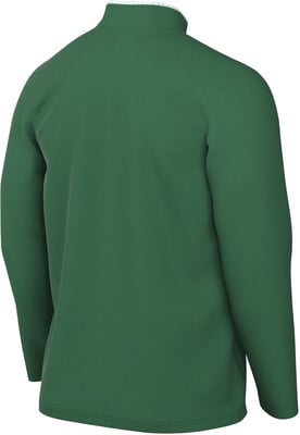 Grüner Pullover mit langen Ärmeln und weißem Kragenbesatz.