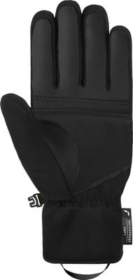 Schwarze Handschuhe mit strukturierter Oberfläche und wasserdichtem Etikett. Schwarze Handschuhe mit strukturierter Oberfläche und wasserdichtem Etikett.