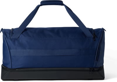 Dunkelblaue Sporttasche mit schwarzem Boden und Trägern.