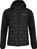 Schwarze gesteppte Kapuzenjacke mit Active Rebel Logo auf der Brust.