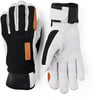 Hestra Skihandschuhe in Schwarz und Weiß mit Lederdetails.