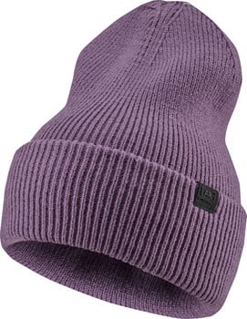 Lila Strickmütze mit schwarzem AR-Logo-Patch.