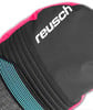 Detail eines Handschuhs mit Reusch-Logo und pinkem Rand.