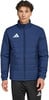 Blaue Daunenjacke mit weißem Adidas-Logo auf der Brust.