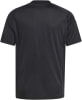 Schwarzes Herren-T-Shirt mit kurzen Ärmeln und weißen Streifen an den Schultern.
