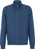 Blaue Herrenjacke mit Reißverschluss und Stehkragen.