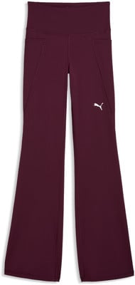 Damen-Schlaghosen von Puma in Weinrot mit Taschen und Logo.