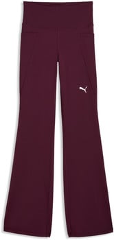 Damen-Schlaghosen von Puma in Weinrot mit Taschen und Logo.