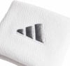 Weißes Adidas-Armband mit drei grauen Streifen.