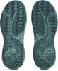 Schuhsohle eines Tennisschuhs mit charakteristischem Muster und Asics-Logo.