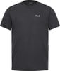Dunkelgraues Herren-T-Shirt mit kurzen Ärmeln und Jack Wolfskin-Logo.